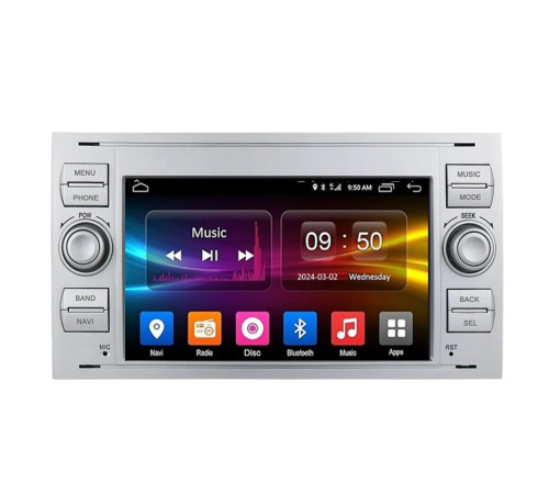 Штатна магнітола FORS.auto M150 Ford Focus/Mondeo/S-Max/C-Max/Kuga/Fiesta/Fusion (7 inch, 2+32Gb, silver) 2007-2011