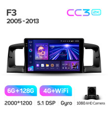 Штатна магнітола Teyes CC3 6+128 Gb BYD F3 1 2005-2013 9" 2k